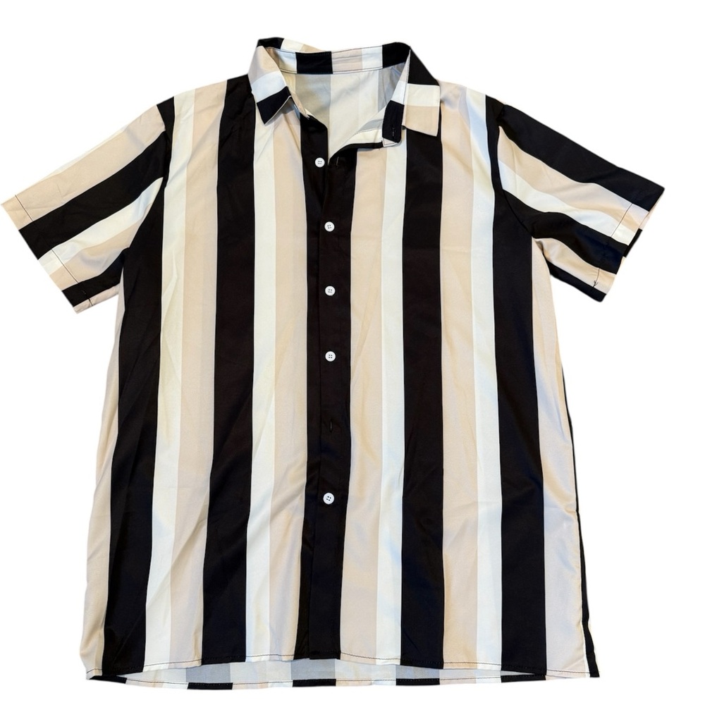 SHEIN Black and White Striped Casual Shirt